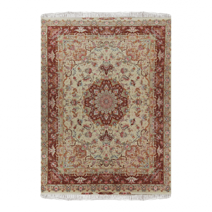 Wool and Silk Tabriz Rug 5'10 X 6'7" ITEM# 0099