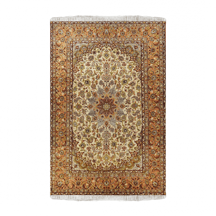 Isfahan Wool with Silk Foundation Persian Rug 5' X 7'7" ITEM# 136
