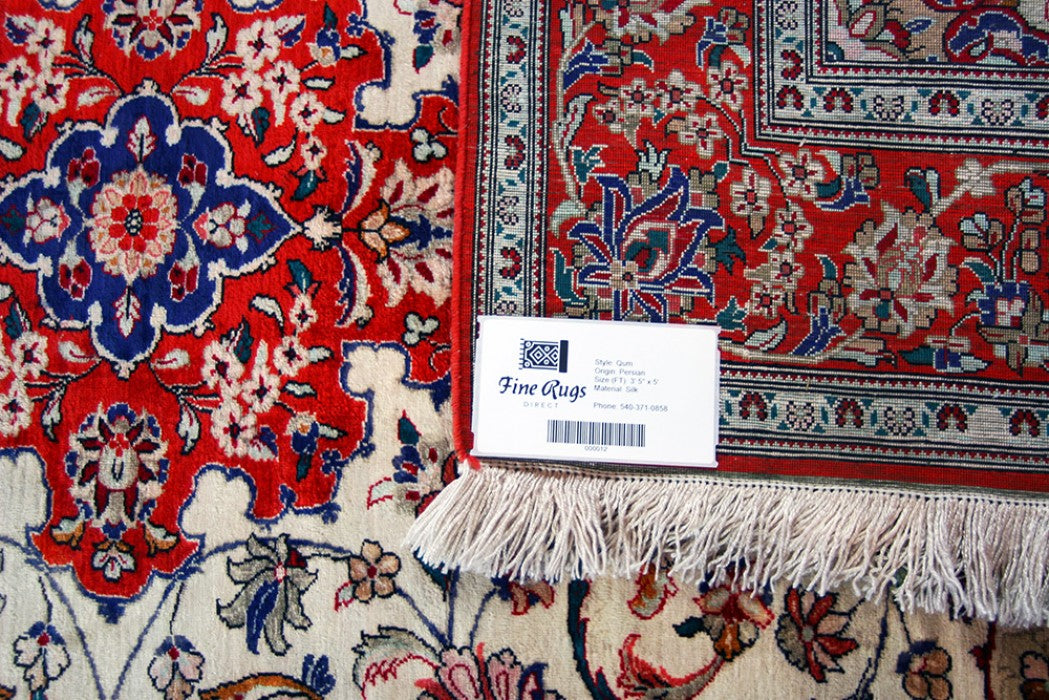 Qom wool and silk Persian Rug 3'5" X 5'  ITEM# 0012