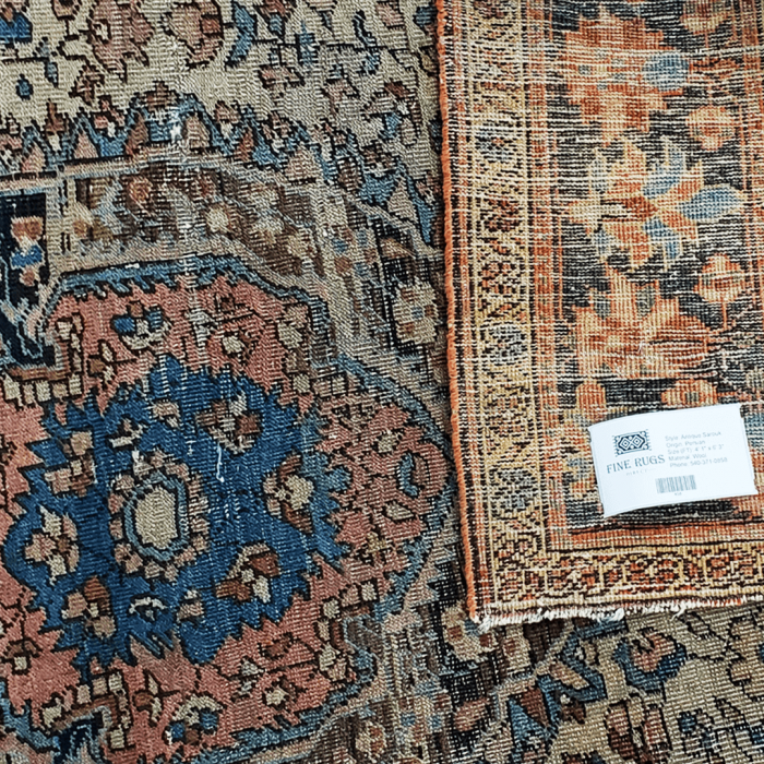 Antique Sarouk Wool Persian Rug 4'1" x 6'3"  ITEM# 458