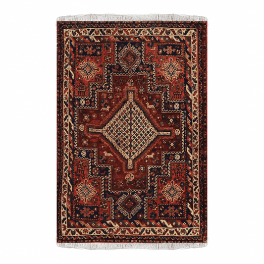 Shiraz Wool Persian Rug 4'2" x 5'1"  ITEM# 484